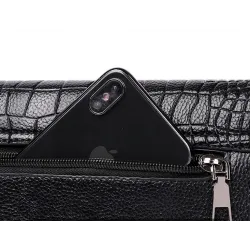Vintage small clutch - shoulder bag - crocodile skin pattern - with zipperHandbags