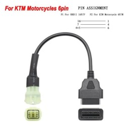 OBD2 16 Pin auf 3 Pin / 6 Pin - Kabel für KTM - Adapter für Motorrad - ECU Software Tuning
