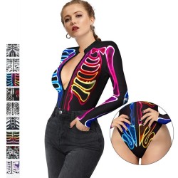 Sexy Body - Langarm - mit Reißverschluss - Skelettdruck