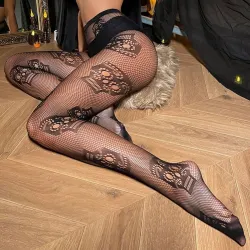 Sexy Netzstrumpfhose - Halloween Totenkopf