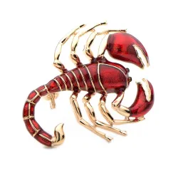 Emaillebrosche - Skorpion mit Perle