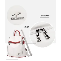 Multifunctional leather backpack - shoulder bag - anti-theft zippers - large capacity - kangaroo logoBackpacks