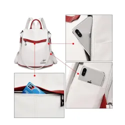 Multifunctional leather backpack - shoulder bag - anti-theft zippers - large capacity - kangaroo logoBackpacks