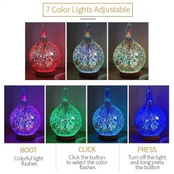 Ultrasonic air humidifier - essential oils diffuser - LED - 3D fireworksHumidifiers