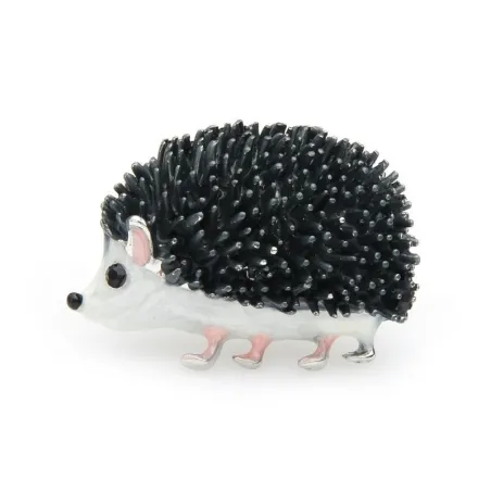 Schwarz emaillierte Igel - Brosche