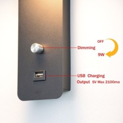 LED-Wandleuchte - dimmbar - drehbarer Kopf - USB-Aufladung - 9W