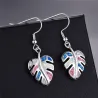 Silver dangle leaves earrings - colorful crystal opalEarrings
