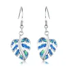 Silver dangle leaves earrings - colorful crystal opalEarrings