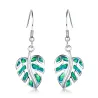 Silver dangle leaves earrings - colorful crystal opalEarrings