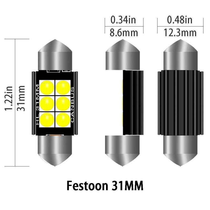 3030 FESTOON - C5W - CANBUS - LED-Lampe - 31 mm - 36 mm - 39 mm - 41 mm - wasserdicht