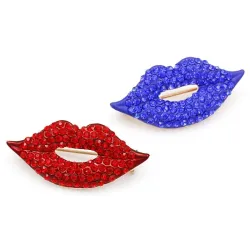 Lippen aus rotem Kristall - Brosche