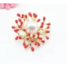 Red coral with pearl - gold broochBrooches
