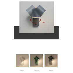 LED-Wandleuchte - moderner nordischer Stil - drehbarer Kopf - mit Schalter