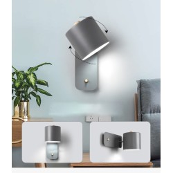 LED-Wandleuchte - moderner nordischer Stil - drehbarer Kopf - mit Schalter