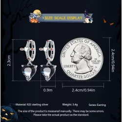 Runde Silberohrringe - Kreuz - schwarzes Kristallherz - 925er Sterlingsilber