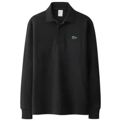 Stylisches Polo-T-Shirt - Langarm - Sticklogo - Baumwolle