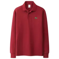 Stylisches Polo-T-Shirt - Langarm - Sticklogo - Baumwolle