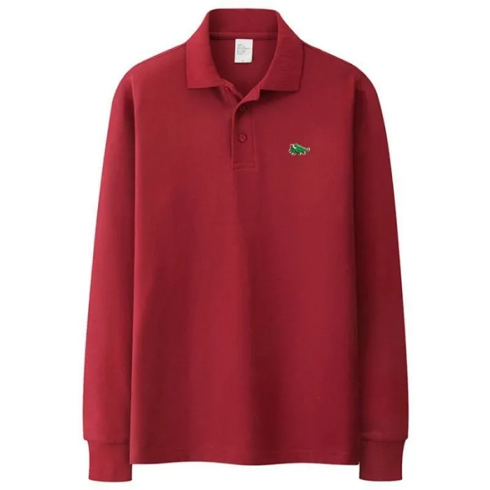 Stylisches Polo-T-Shirt - Langarm - Sticklogo - Baumwolle