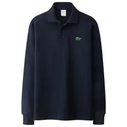 Stylisches Polo-T-Shirt - Langarm - Sticklogo - Baumwolle