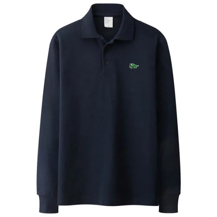 Stylisches Polo-T-Shirt - Langarm - Sticklogo - Baumwolle