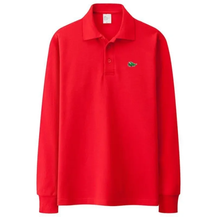 Stylisches Polo-T-Shirt - Langarm - Sticklogo - Baumwolle