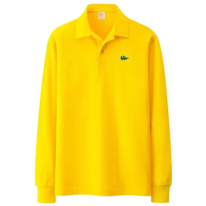 Stylisches Polo-T-Shirt - Langarm - Sticklogo - Baumwolle