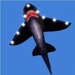 Schwarzer Hai-Drachen - mit LED-Leuchten