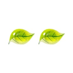 Kleine grüne Blätter Ohrstecker - versilbert
