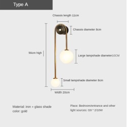 Moderne Wandleuchte - Doppelglaskugel - Goldeisen - LED G9 - AC90-260V