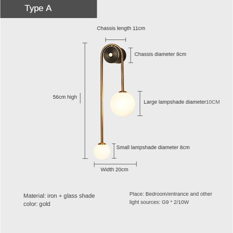 Moderne Wandleuchte - Doppelglaskugel - Goldeisen - LED G9 - AC90-260V