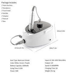 Wireless nail drill machine - kit with drill bits - 35000RPMNail drills