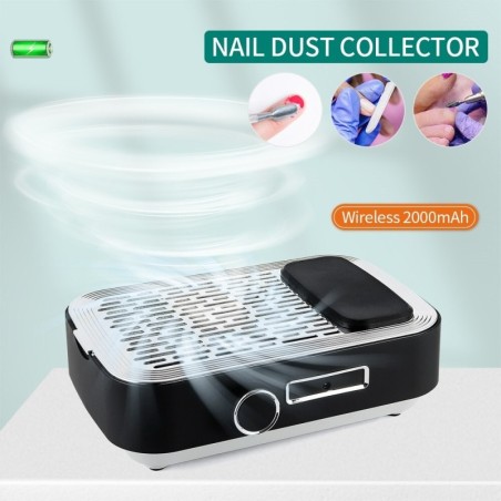 Drahtloser Nagelstaubsauger – starke Saugkraft – mit wiederverwendbarem Filter – 2000-mAh-Akku – 80 W