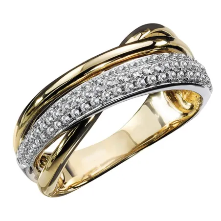 Zweifarbiger Goldring - mit weißem Zirkonia