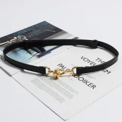 Thin leather belt - gold loose buckleBelts