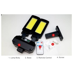 Solarstraßenlaterne – Doppelkopflampe – PIR-Bewegungssensor – wasserdicht – 200 COB – 3000 mAh