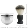 Professional beard shaving set - brush - stainless steel bowl - with standShaving