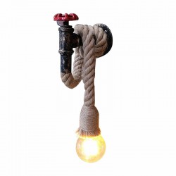 Industrierohr - Vintage Wandlampe mit Hanfseil