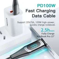 Essager - USB-Typ-C-zu-USB-C-Kabel - PD-Schnellladung - mit Digitalanzeige - 100 W / 5 A