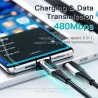 Essager - USB-Typ-C-zu-USB-C-Kabel - PD-Schnellladung - mit Digitalanzeige - 100 W / 5 A