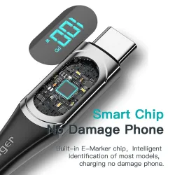 Essager - USB-Typ-C-zu-USB-C-Kabel - PD-Schnellladung - mit Digitalanzeige - 100 W / 5 A