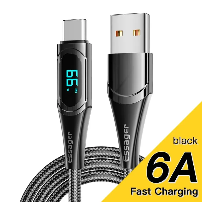 Essager - USB-Typ-C-zu-USB-C-Kabel - PD-Schnellladung - mit Digitalanzeige - 100 W / 5 A