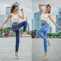 Bleistiftjeans mit hoher Taille - Stretch-Lycra - Slim