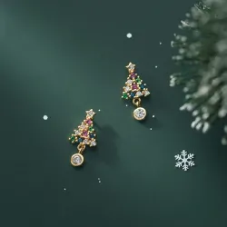 Bunter Kristall-Weihnachtsbaum - Ohrringe aus 925er Sterlingsilber
