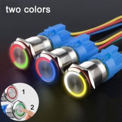 Druckschalter aus Metall - zweifarbige LED - wasserdicht - Rastfixierung - 12V - 220V - 199mm - 22mm