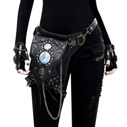 Schulter-/Bein-/Gürteltasche - Steampunk - Gothic - Retro-Stil - Leder