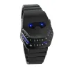 Modische schwarze Edelstahluhr - Schlangenkopf - blaue LED