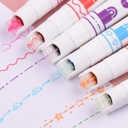 Roller pens - artistic highlighters - with patterns - stars - lines - clouds - hearts - 6 piecesPens & Pencils