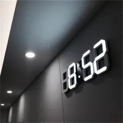 Moderne digitale 3D-Wanduhr - LED - USB - mit Weckfunktion