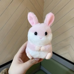 Fluffy fur mini rabbit - keychainKeyrings