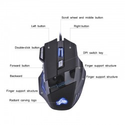 Optische Gaming-Maus mit LED – USB verkabelt – 5500 DPI – 7 Tasten